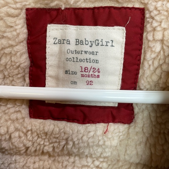 Zara Baby Brick Red Faux Sherpa Hooded Outerwear Jacket size 16/24 months - Picture 7 of 11